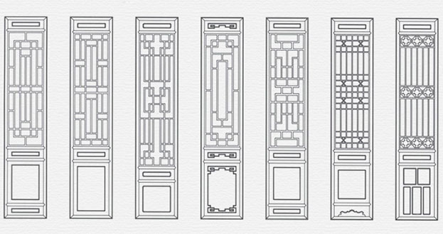 镜湖常用中式仿古花窗图案隔断设计图